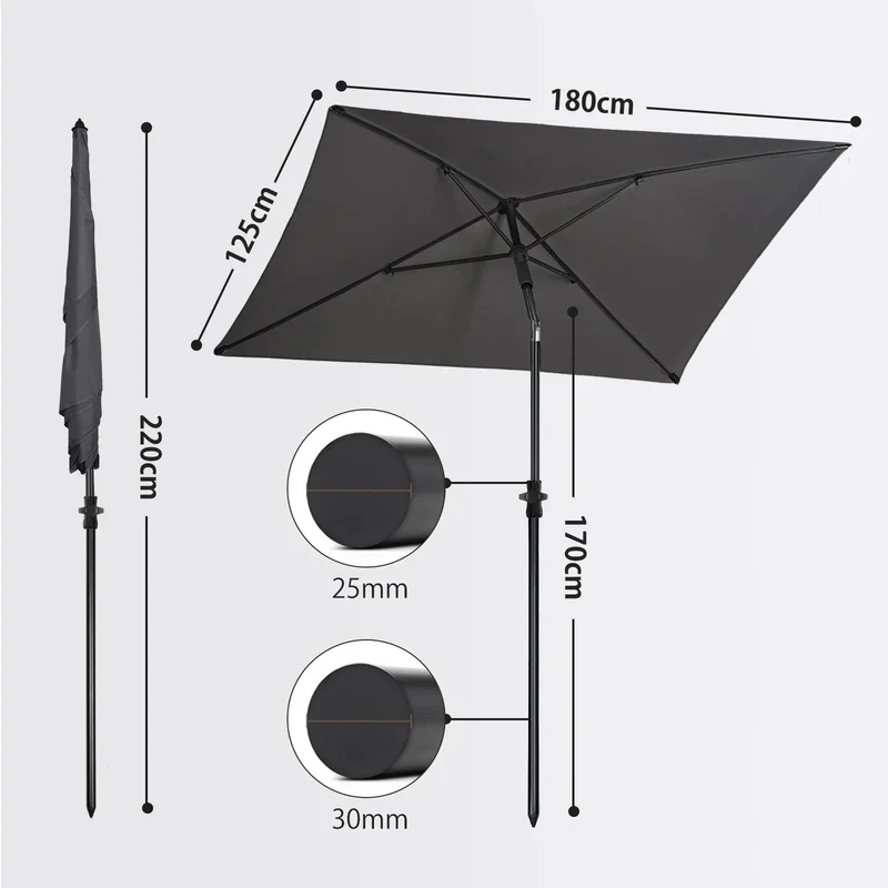 Sekey 180 x 125 cm Balkonschirm Rechteckig mit Schutzhülle, Sonnenschutz UV50+