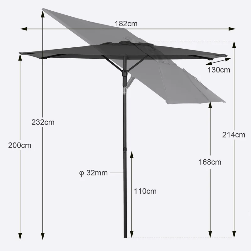Sekey 180 x 130 cm Balkonschirm Rechteckig, Sonnenschutz UV50+