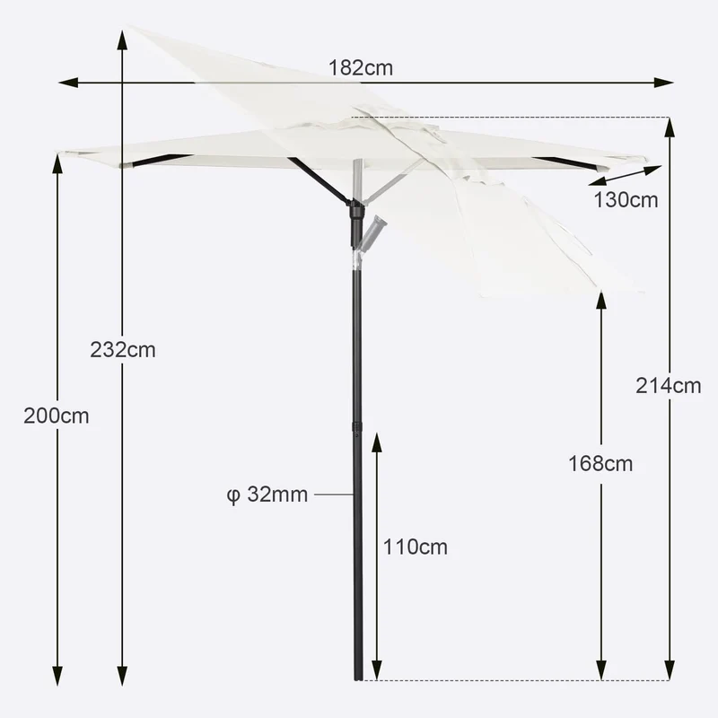 Sekey 180 x 130 cm Balkonschirm Rechteckig, Sonnenschutz UV50+