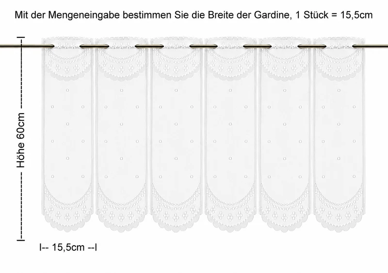Scheibengardine doppellagig Borte weiß nach Maß
