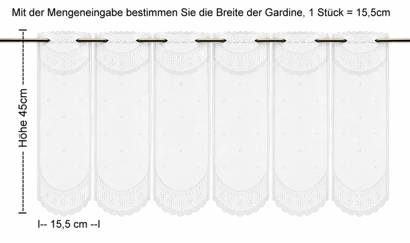 Scheibengardine doppellagig Borte weiß nach Maß