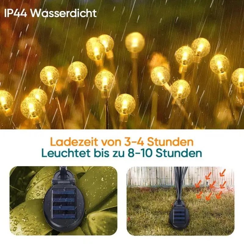 Salcar 2er Set LED Solar Gartenleuchte mit Blasen-Kugeln