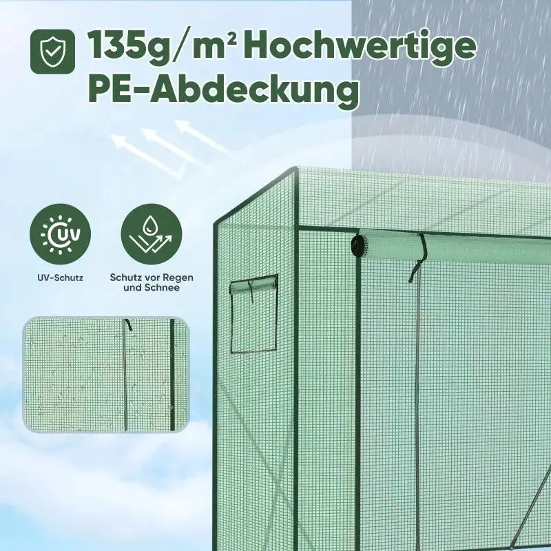 Sekey Foliengewächshaus mit Schrägdach, 200 cm x 77 cm x 146/169 cm