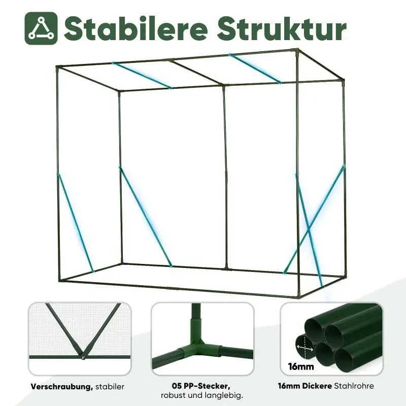 Sekey Foliengewächshaus mit Schrägdach, 200 cm x 77 cm x 146/169 cm