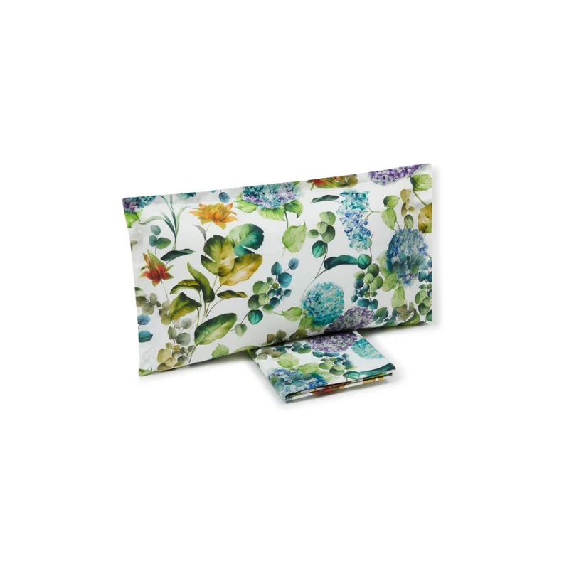 Copripiumino con federe hydrangea jungle Floreale in Percalle