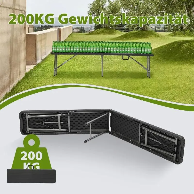 Sekey 180 cm Klappbar Gartenbank mit Tragegriff, bis 200kg Belastbar