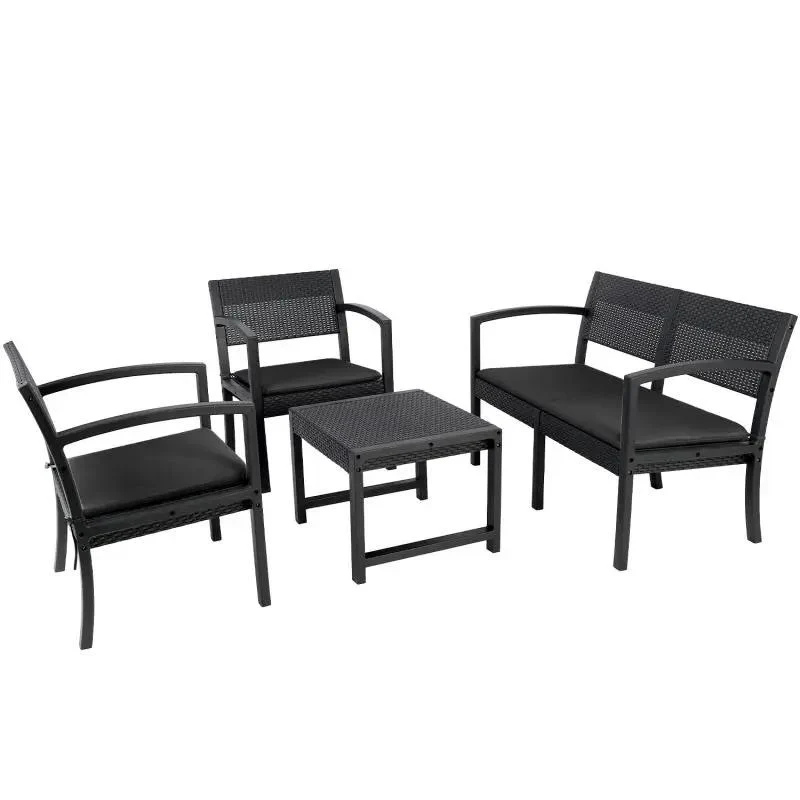 Sekey 4-teilig Gartenmöbel Set, Sofa, 2 Sessel und Gartentisch