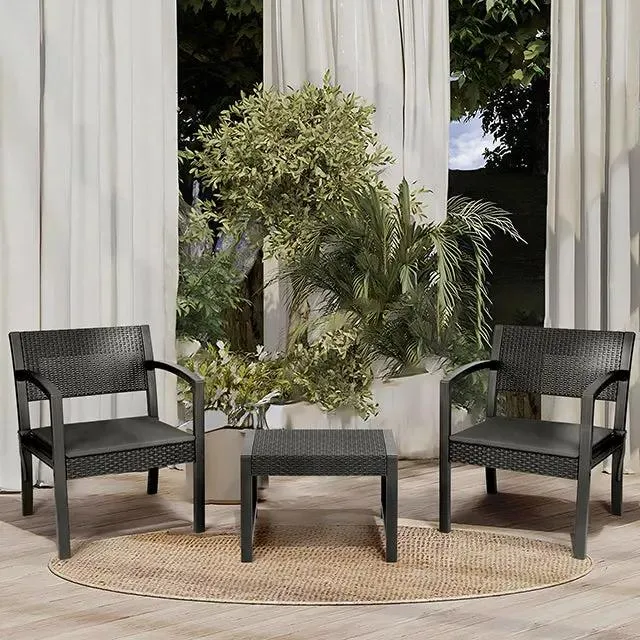 Sekey 3-teilig Gartenmöbel Set, 2 Gartenstühle und Gartentisch