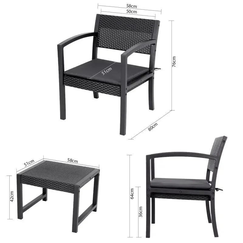 Sekey 3-teilig Gartenmöbel Set, 2 Gartenstühle und Gartentisch