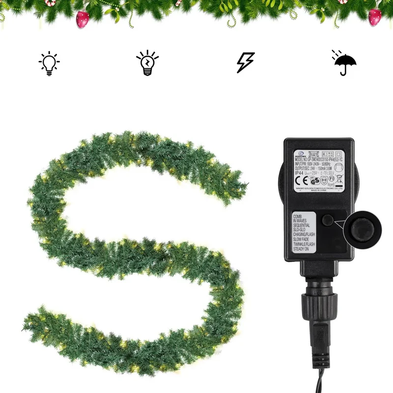 Salcar 3/5/10 m PVC Weihnachtsgirlande mit mit LED Lampen