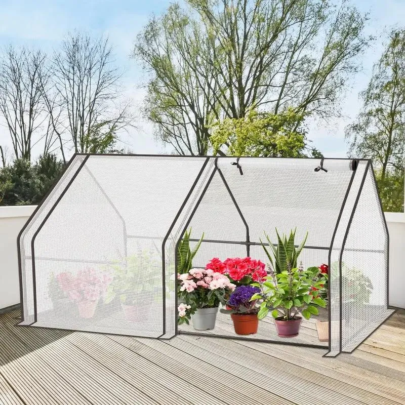Sekey Foliengewächshaus mit Zwei Reißverschlusstüren 180 x 90 x 90 cm,Weiß