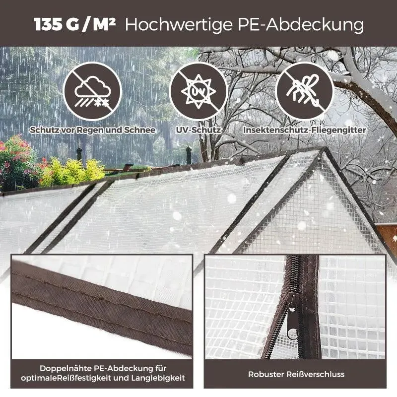 Sekey Foliengewächshaus mit Zwei Reißverschlusstüren 180 x 90 x 90 cm,Weiß