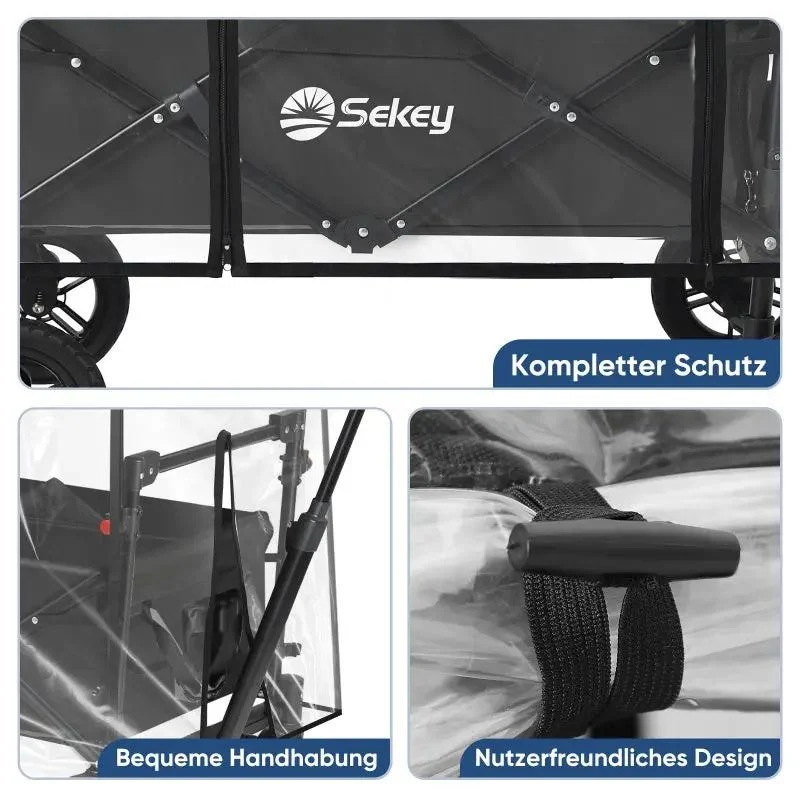 Sekey Bollerwagen Regenschutz, 110x60x75cm