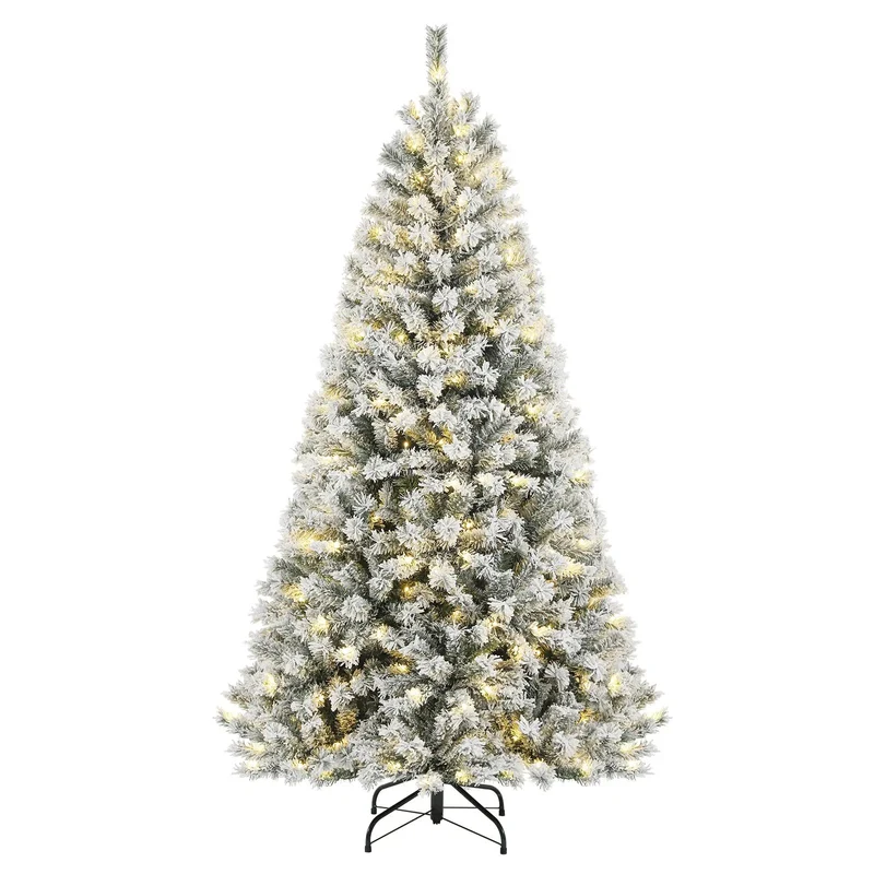 Salcar 180cm Künstlicher Weihnachtsbaum mit Schnee und Licht, mit 250 LED und 828 PVC Spitzen