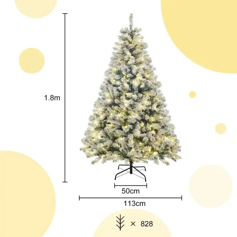 Salcar 180cm Künstlicher Weihnachtsbaum mit Schnee und Licht, mit 250 LED und 828 PVC Spitzen