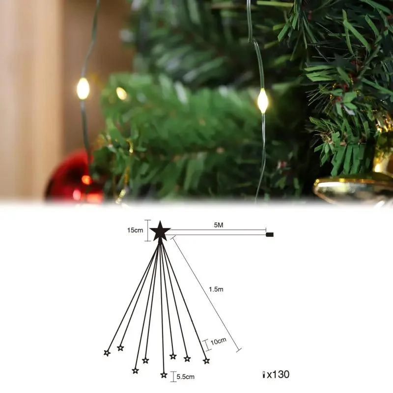 Salcar 1,5 m LED Lichterkette für Weihnachtsbaum, 120 LEDs, mit Fernbedienung, USB-betrieben