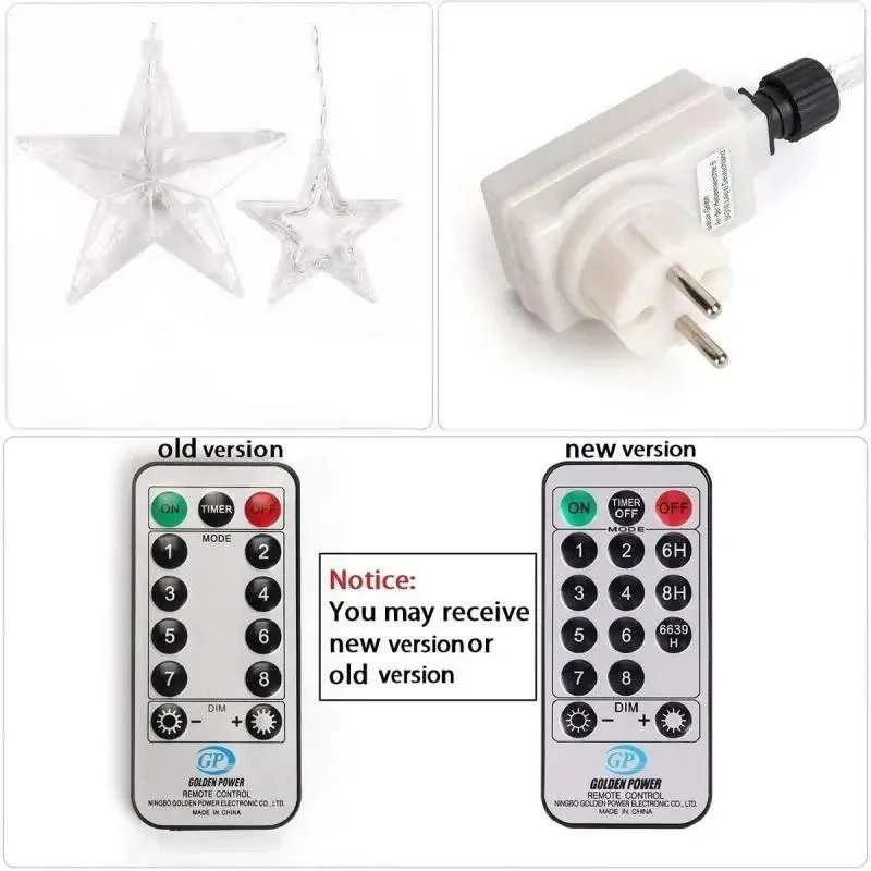 Salcar 2 x 1 m LED Lichtervorhang mit Fernbedienung, 12 Sternen, 108 LEDs, 31V GS-zertifizierte Stromversorgung