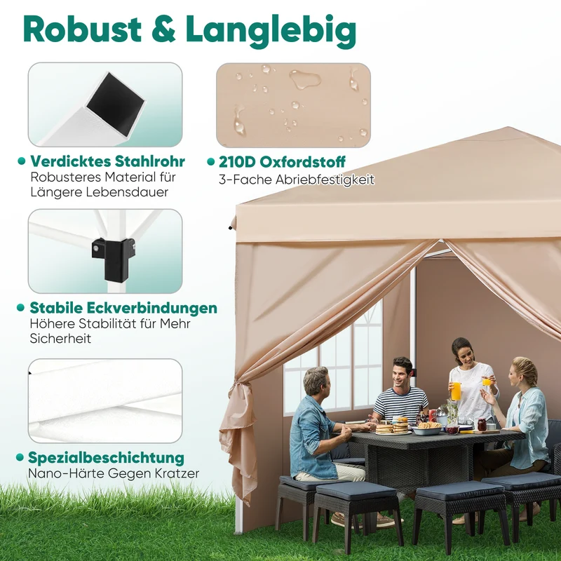 Sekey 3x3 m Faltpavillon mit 4 Seitenteilen