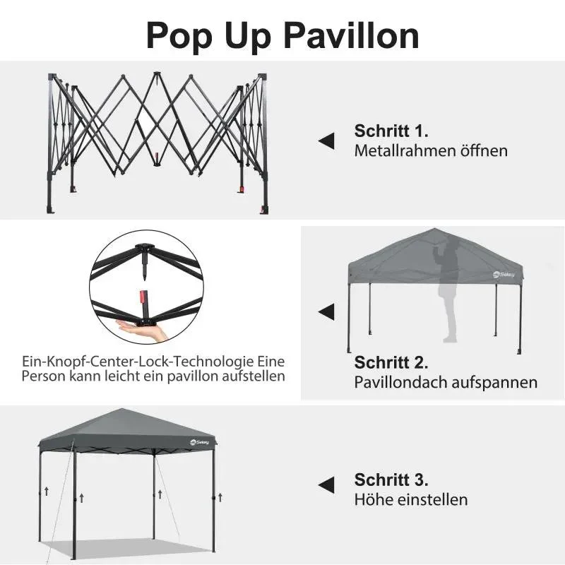 Sekey 300 x 300 cm Faltpavillon mit 4 Sandsäcken und Tragetasche