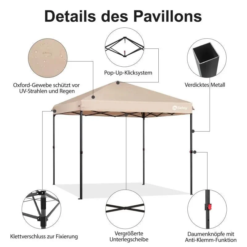 Sekey 300 x 300 cm Faltpavillon mit 4 Sandsäcken und Tragetasche