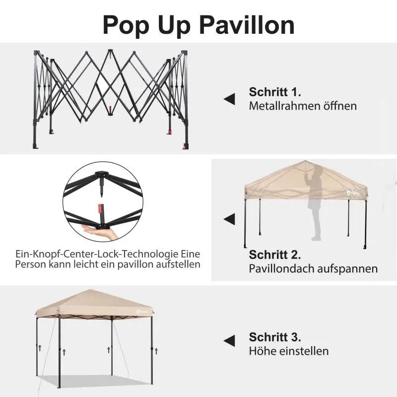 Sekey 300 x 300 cm Faltpavillon mit 4 Sandsäcken und Tragetasche
