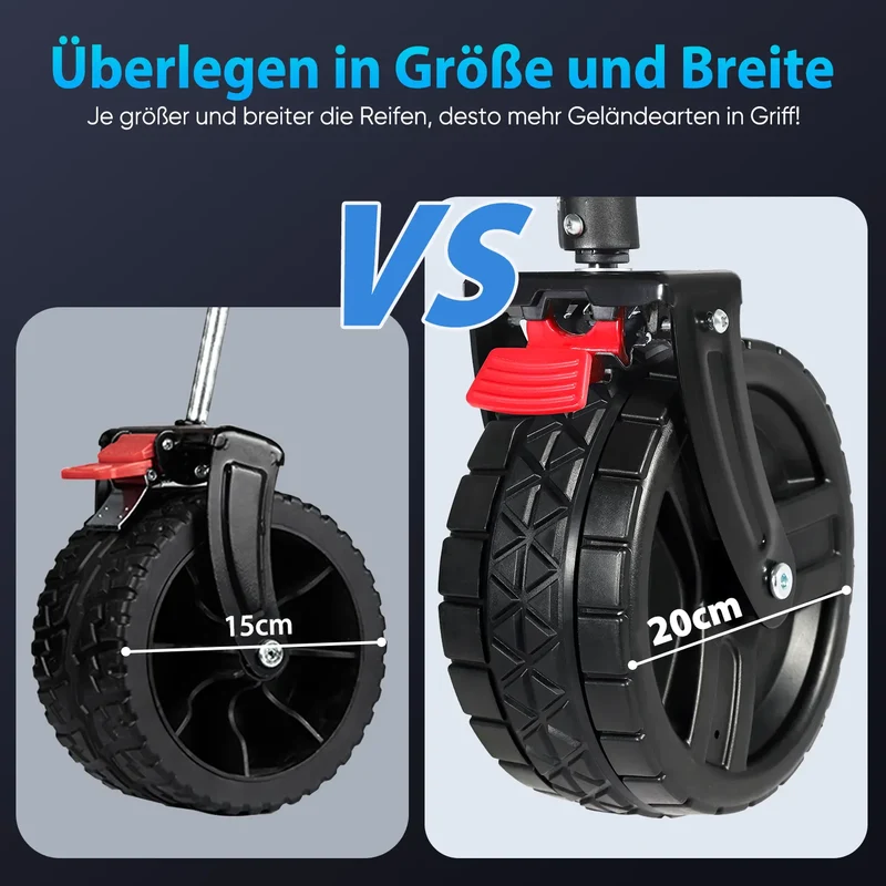 Sekey 200L / 200KG Faltbarer Bollerwagen, Patentiert Zusammenfaltbar aus Vier Richtungen, mit Bremsen Rädern