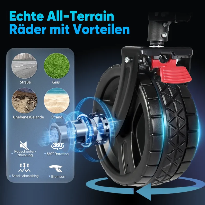 Sekey 200L / 200KG Faltbarer Bollerwagen, Patentiert Zusammenfaltbar aus Vier Richtungen, mit Bremsen Rädern