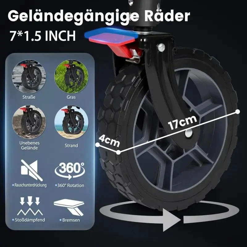 Sekey 200L / 150KG Faltbarer Bollerwagen, Patentiert Zusammenfaltbar aus Vier Richtungen, mit Bremsen