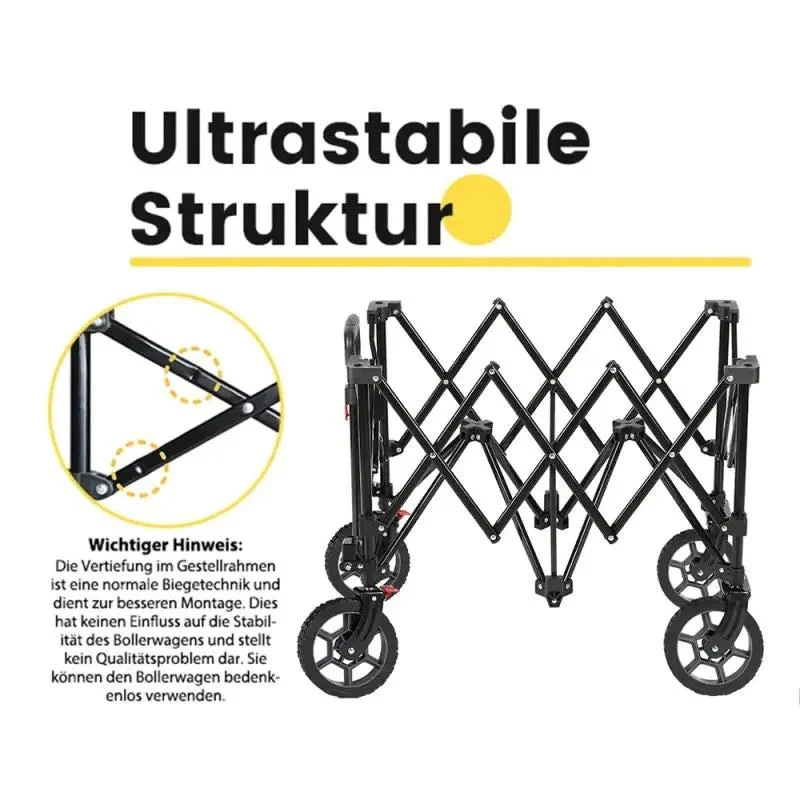 Sekey 200L / 150KG Faltbarer Bollerwagen, Patentiert Zusammenfaltbar aus Vier Richtungen, mit Bremsen