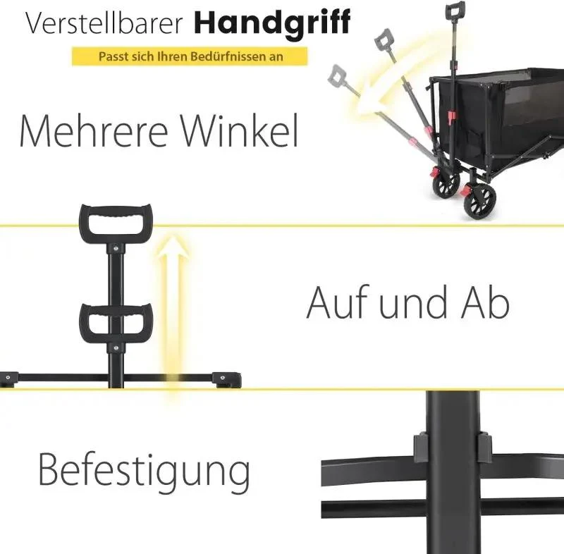 Sekey 160L / 100KG Faltbarer Bollerwagen, mit Praktischem Reißverschluss