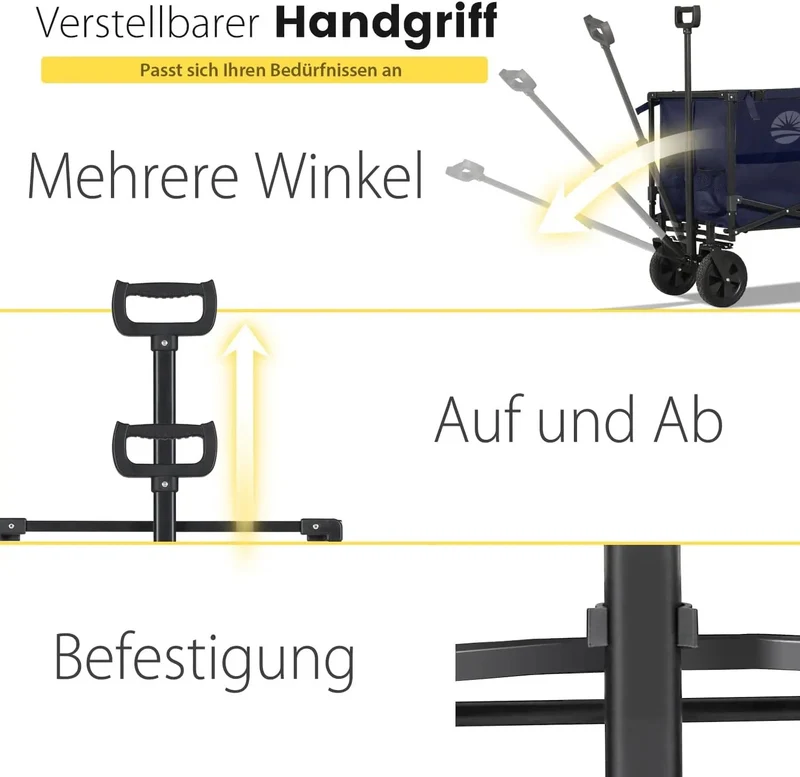 Sekey 160L / 100KG Faltbarer Bollerwagen, mit Praktischem Reißverschluss