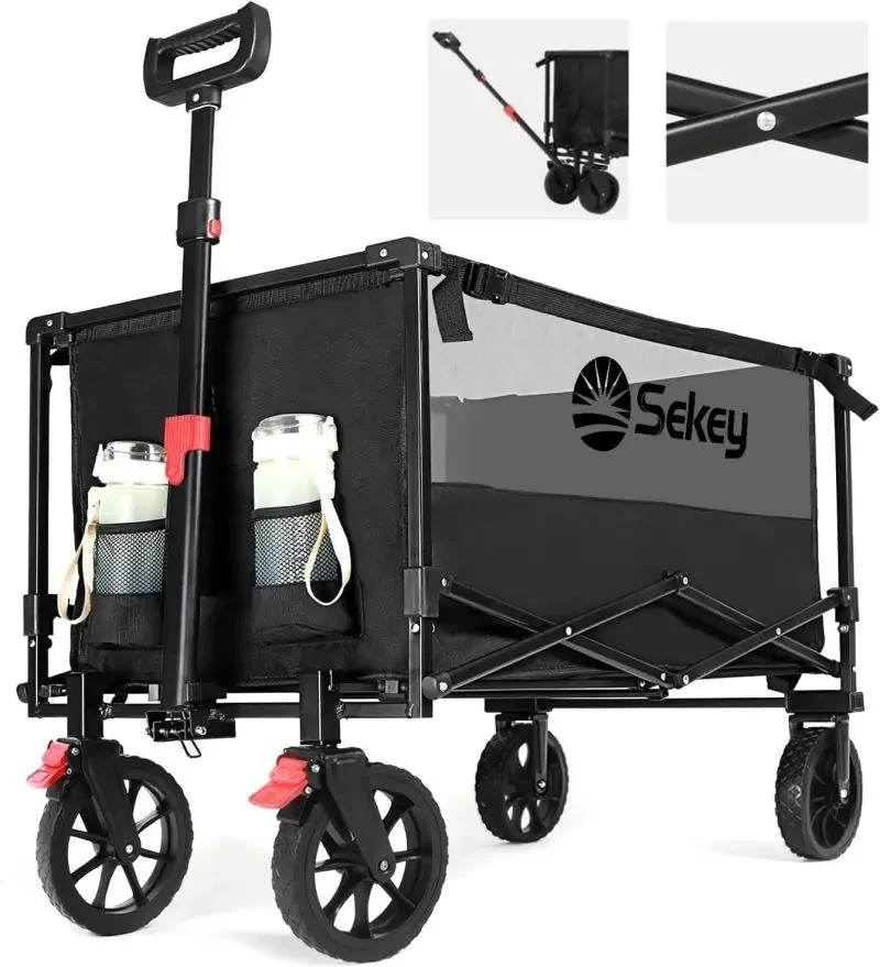 Sekey 160L / 100KG Faltbarer Bollerwagen, mit Praktischem Reißverschluss