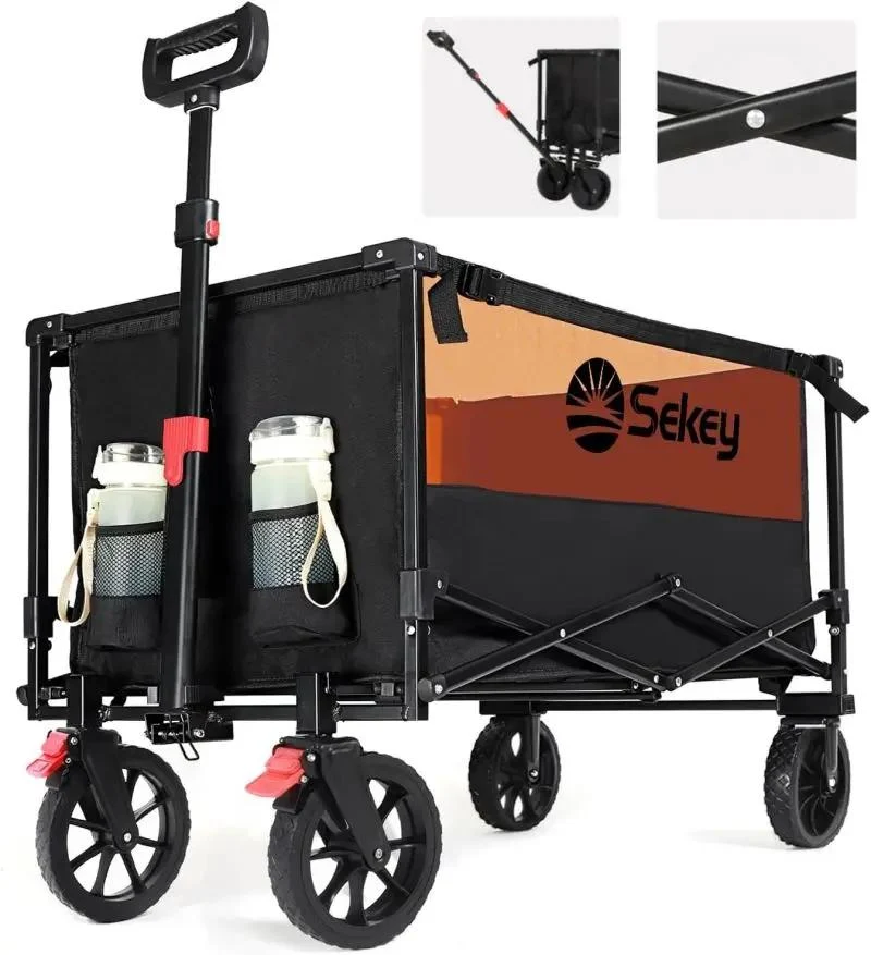 Sekey 160L / 100KG Faltbarer Bollerwagen, mit Praktischem Reißverschluss