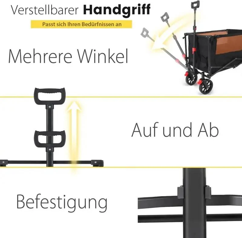 Sekey 160L / 100KG Faltbarer Bollerwagen, mit Praktischem Reißverschluss