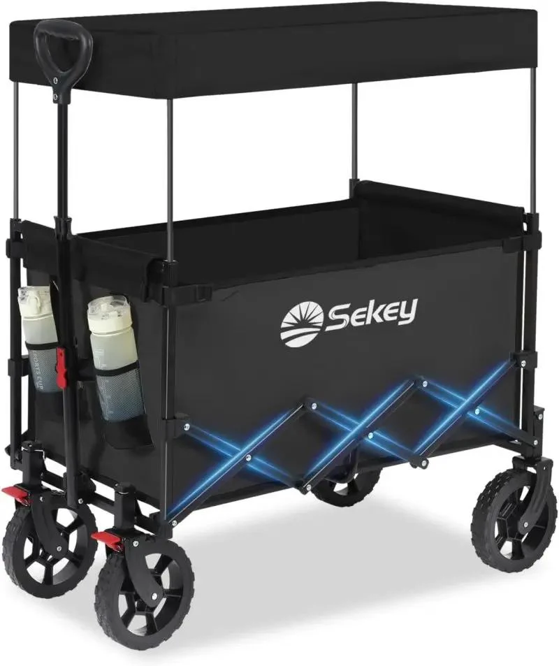 Sekey 150L / 150KG Faltbarer Bollerwagen mit Dach, Bremsen
