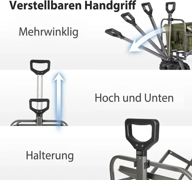 Sekey 94L / 200KG Faltbarer Bollerwagen, mit Bremsen und Extra Breiten Rädern