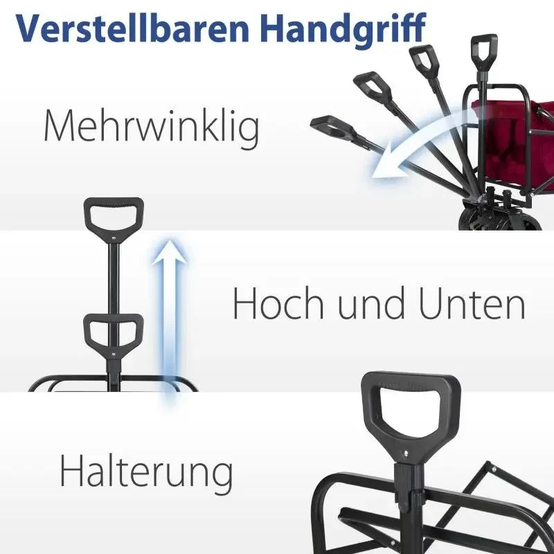 Sekey 94L / 200KG Faltbarer Bollerwagen, mit Bremsen und Extra Breiten Rädern