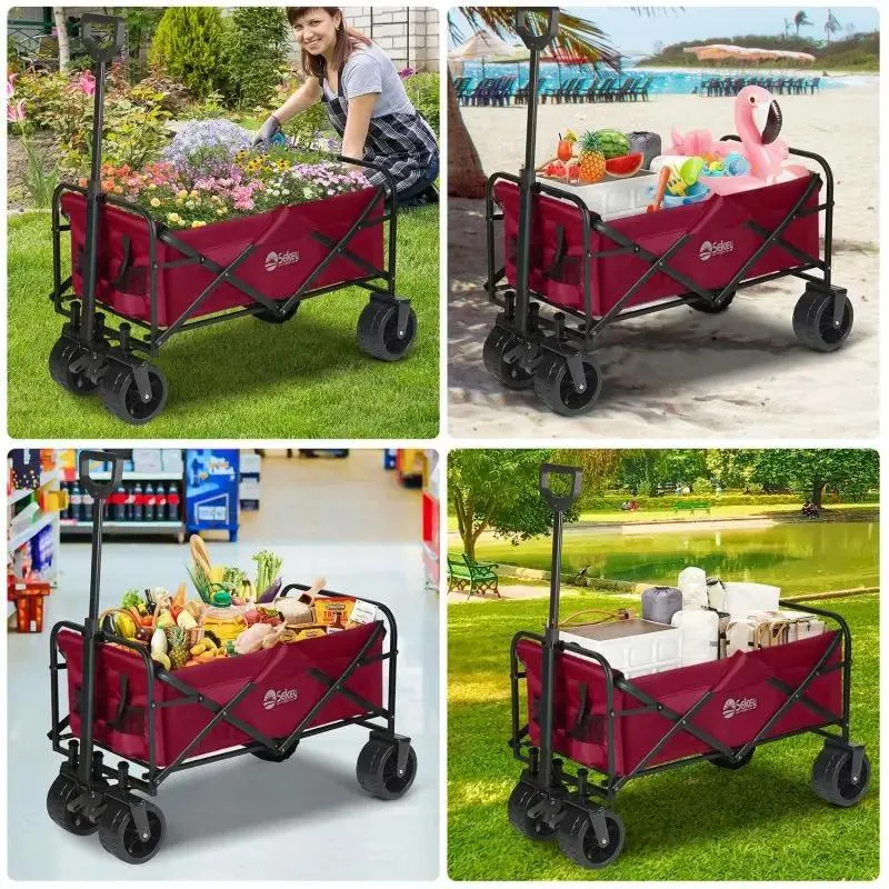 Sekey 94L / 200KG Faltbarer Bollerwagen, mit Bremsen und Extra Breiten Rädern