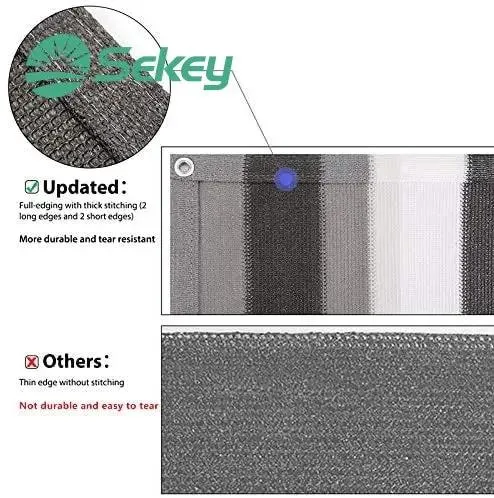 Sekey Balkon Sichtschutz aus 220 g/m² HDPE, Grau-weiß-schwarz gestreif