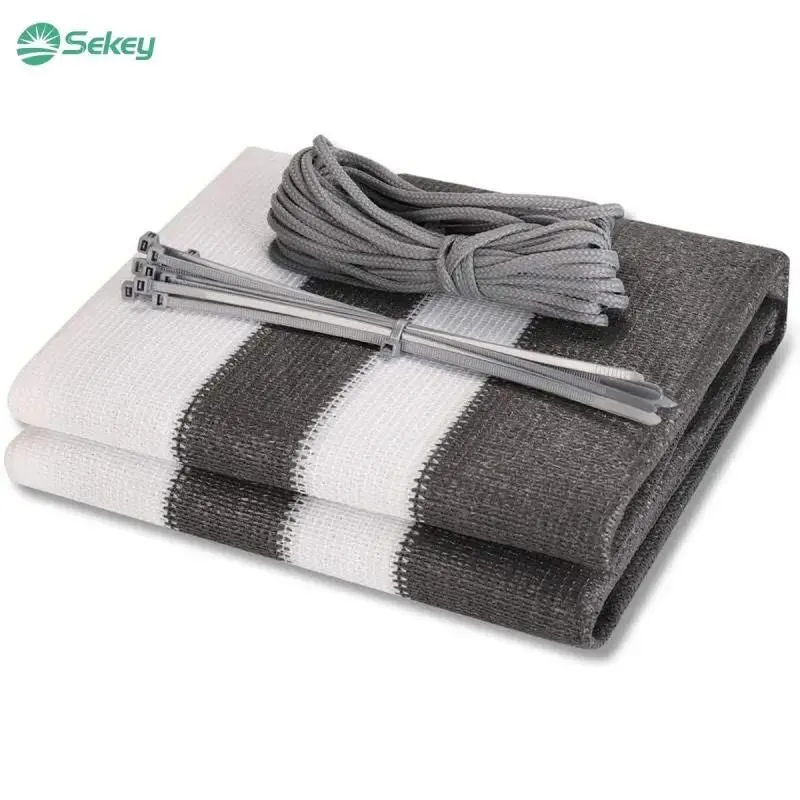 Sekey Balkon Sichtschutz aus 220 g/m² HDPE, Grau-weiß-schwarz gestreif