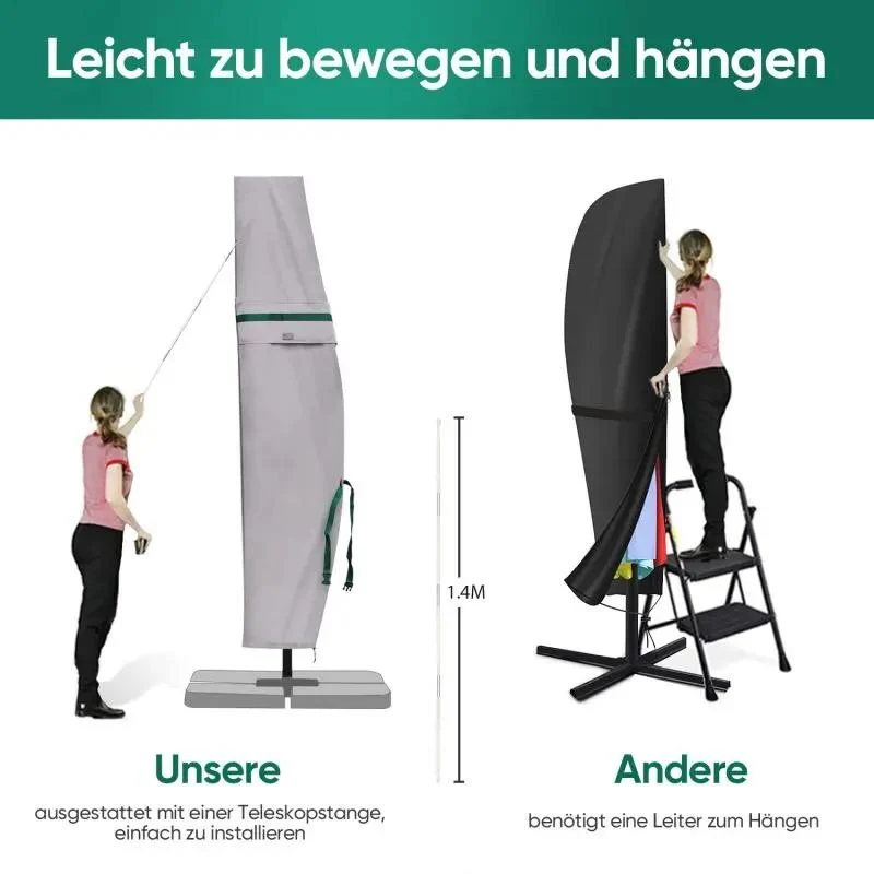 Sekey 260 x 40/70/50 cm Schutzhülle für 300 cm Ampelschirm, aus Polyester-Gewebe
