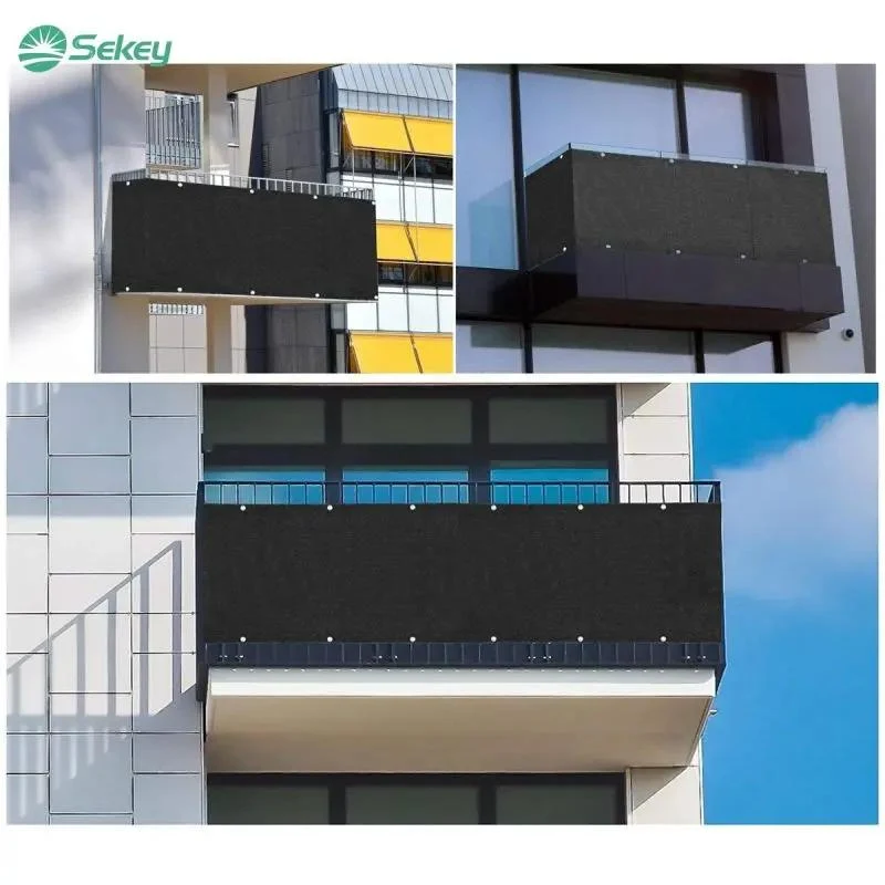 Sekey Balkon Sichtschutz aus 220 g/m² HDPE, Schwarz