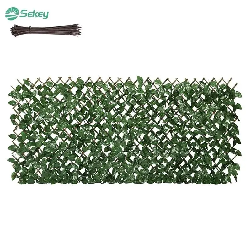 Sekey Ausziehbarer Weidenzaun mit Blättern aus Kunststoff