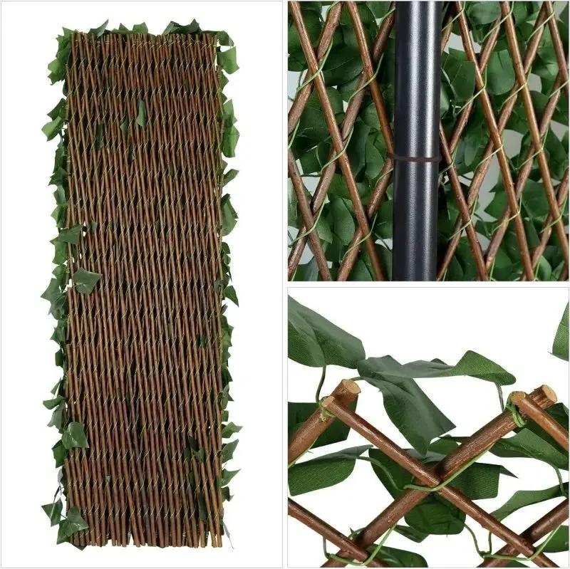 Sekey Ausziehbarer Weidenzaun mit Blättern aus Kunststoff