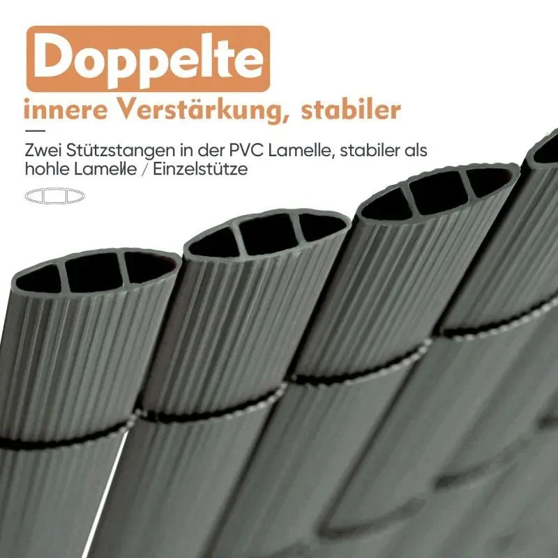Sekey PVC Sichtschutzmatte mit doppelter Verstärkung innen, Hellgrau