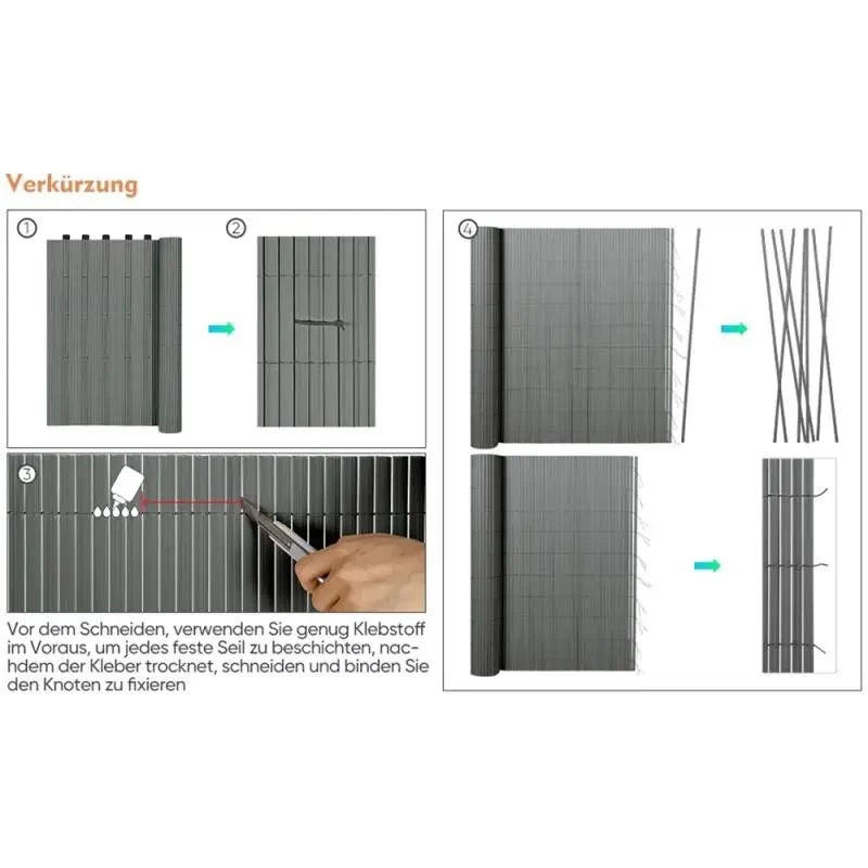 Sekey PVC Sichtschutzmatte mit doppelter Verstärkung innen, Hellgrau