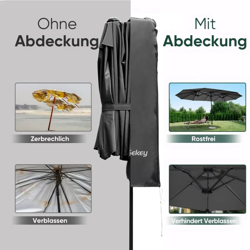 Sekey 160 x 50/62 cm Schutzhülle für Doppelsonnenschirm, aus Polyester-Gewebe