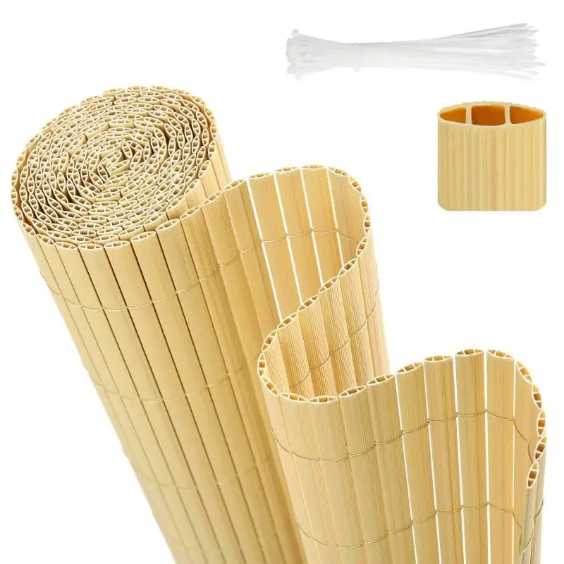 Sekey PVC Sichtschutzmatte mit doppelter Verstärkung innen, Bambus