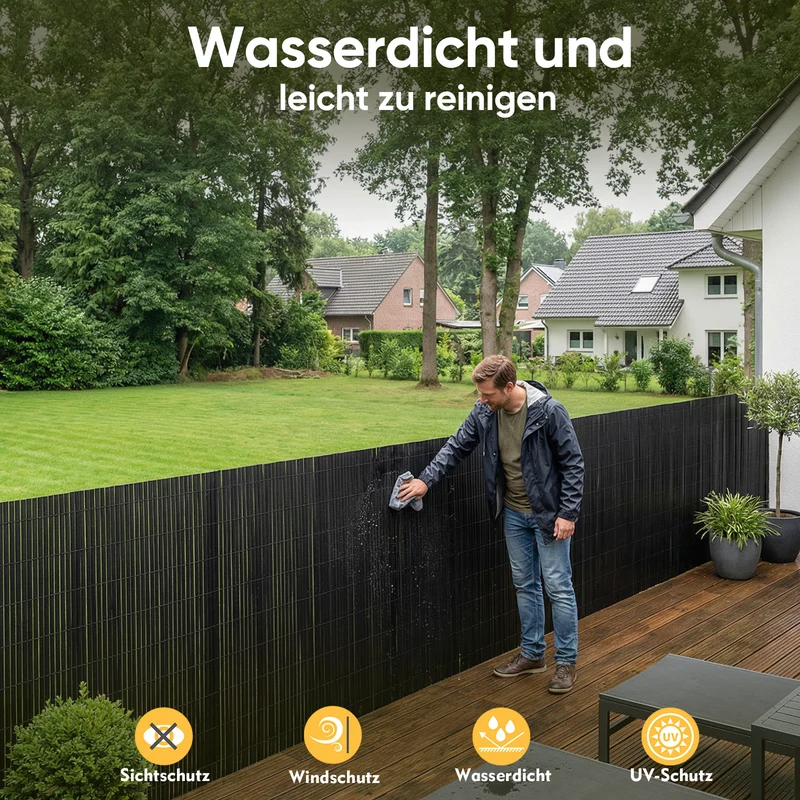 Sekey PVC Sichtschutzmatte mit doppelter Verstärkung innen, Anthrazit