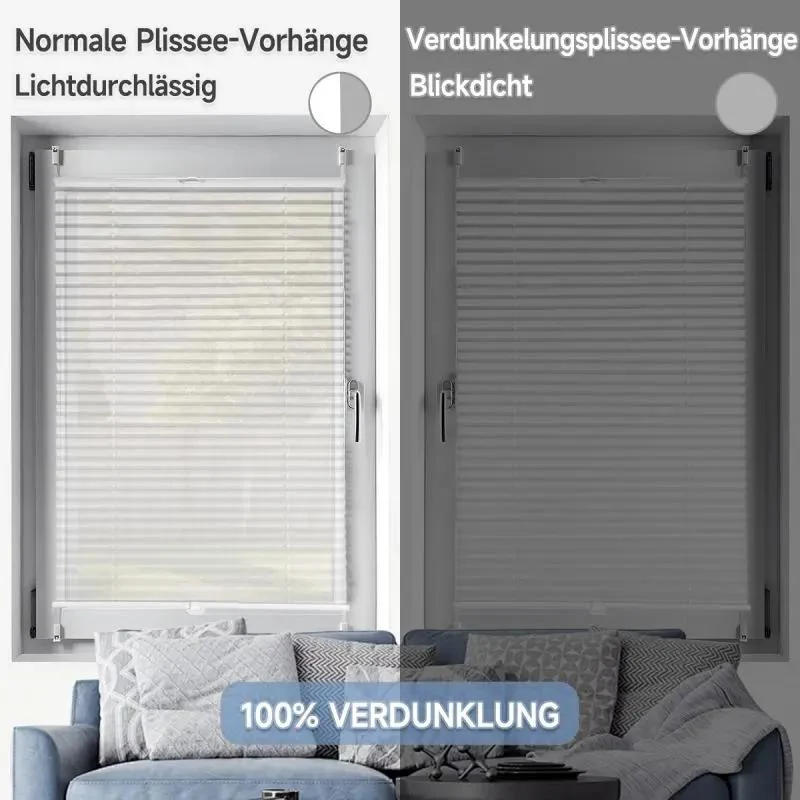 Sekey Plissee ohne Bohren, 100% Verdunkelung,Weiß